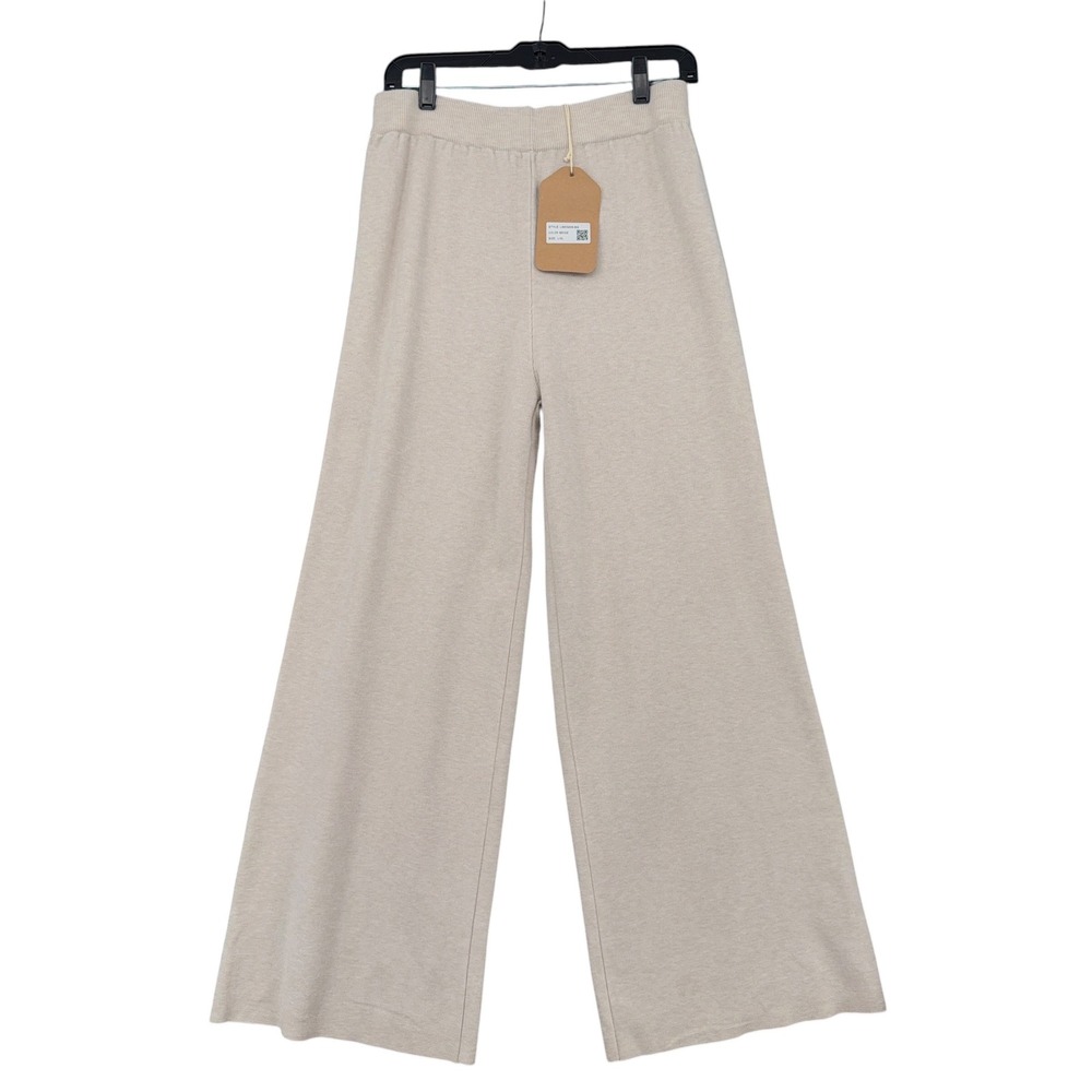 Original Beige Knit Wide Leg Lounge Pants High Rise‎ Size L/XL New LW05008-BG